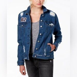 Tinseltown Juniors' Ripped Denim Jacket Size Small‎